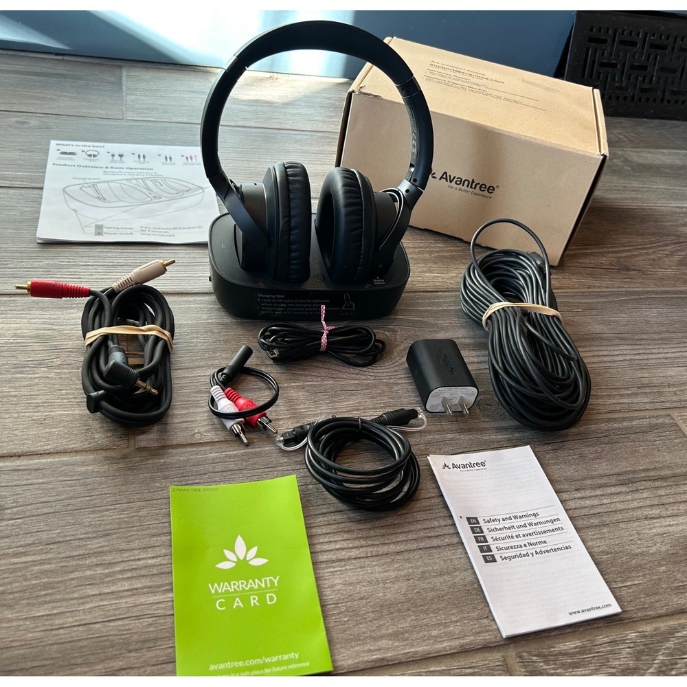 Avantree Ensemble Bluetooth TV Wireless Headphones Charging Dock Cables‎ Tested